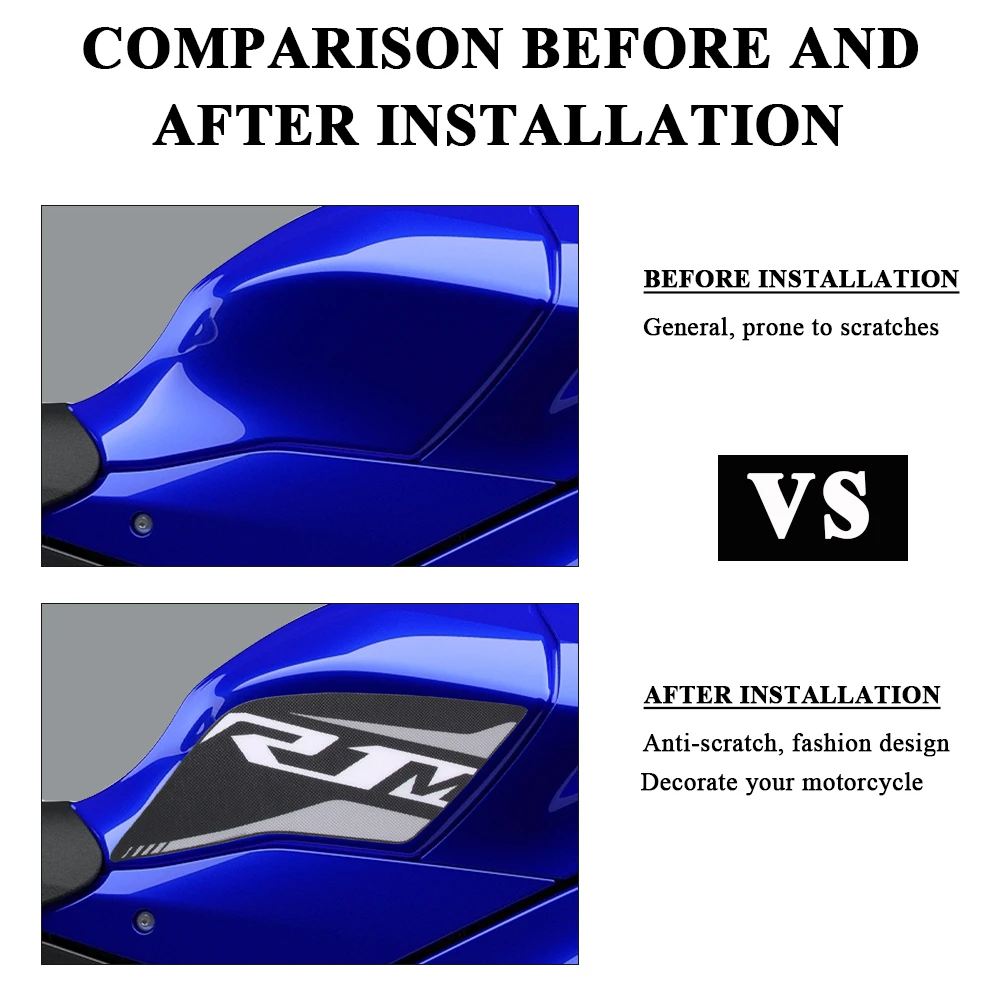 For Yamaha YZF R1M YZF-R1M 2015-2025 Motorcycle Side Tank Pad Protector Non-slip Knee Grip Mat Motorbike Stickers Accessories