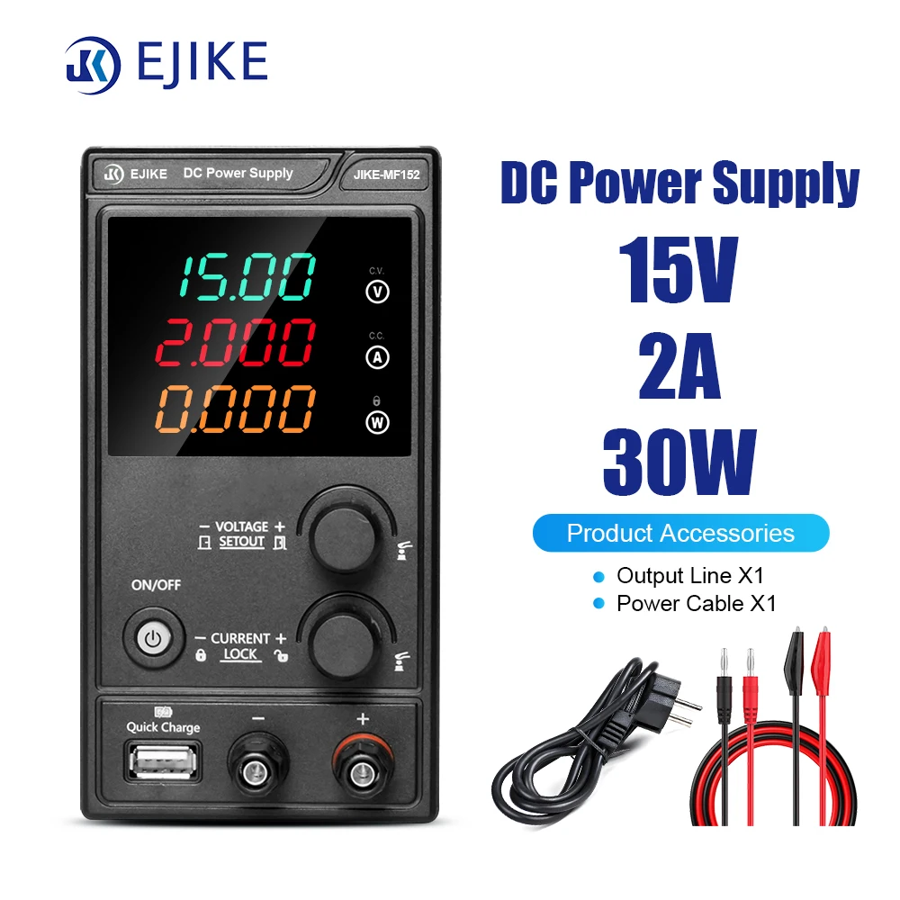 

EJIKE LED MF152 Digital Display With Adjustable 110V 220V Power Supply 15V 2A Adjustable Laboratory Dc Power Supplies for Lab