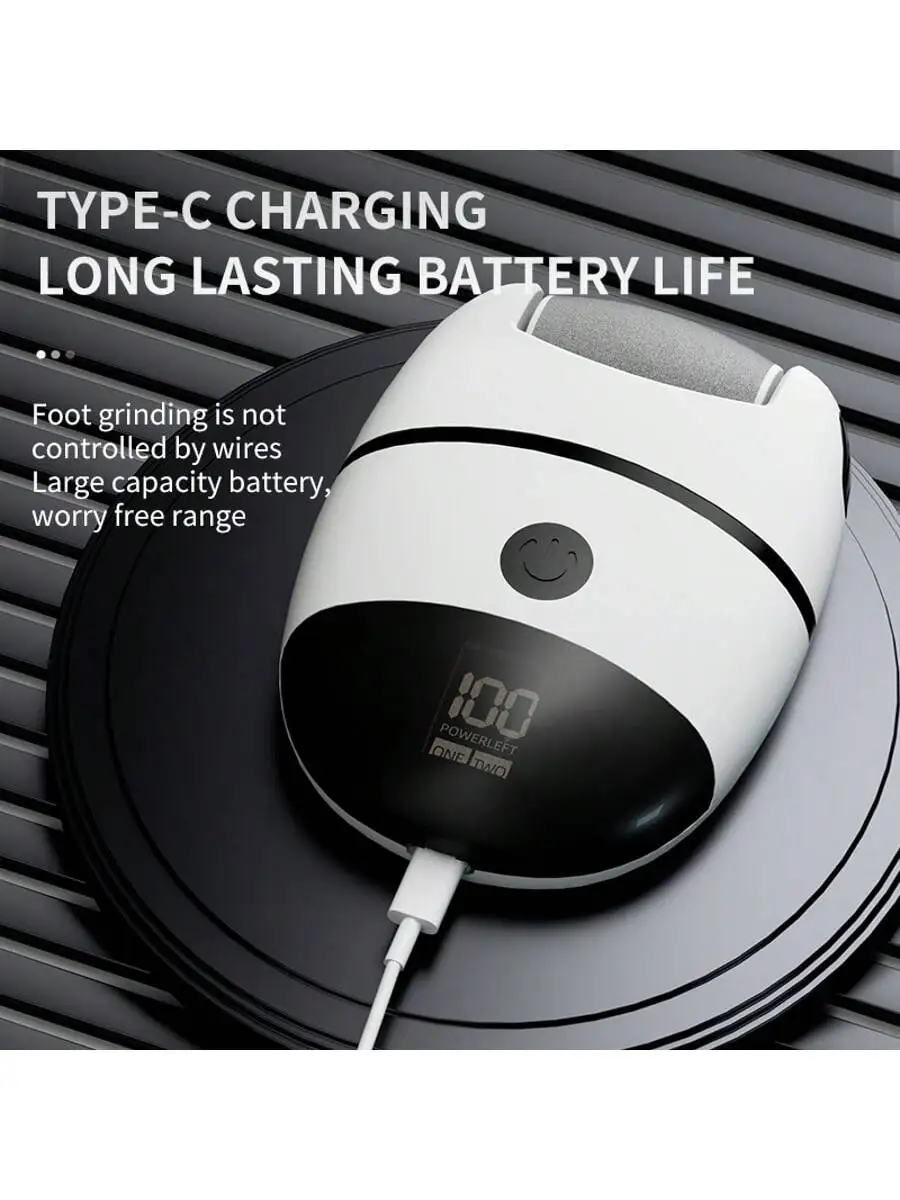 Dissolvant électrique rechargeable de callosités des pieds avec lumière à 2 vitesses, portable et sans fil pour une exfoliation des pieds lisses