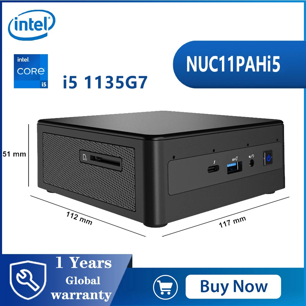 Мини-ПК Intel NUC 11 Panther Canyon NUC11PAHi50Z Core i5 1135G7 Win10 Pro Mini компьютер