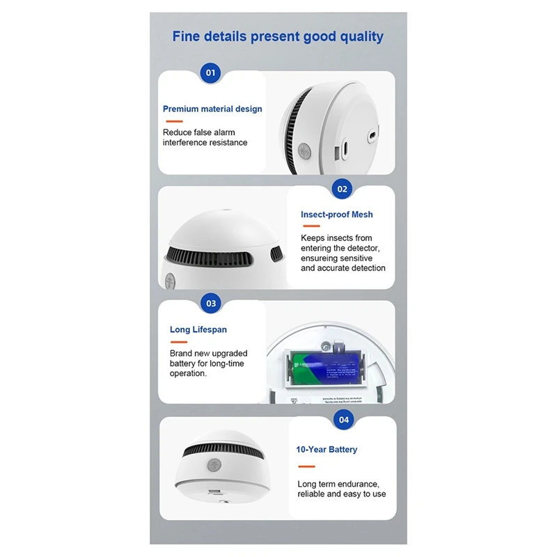 새로운 Tuya Zigbee 연기 경보 화재 연기 감지기 홈 센서 화재 경보 열 감지기 10 년 수명