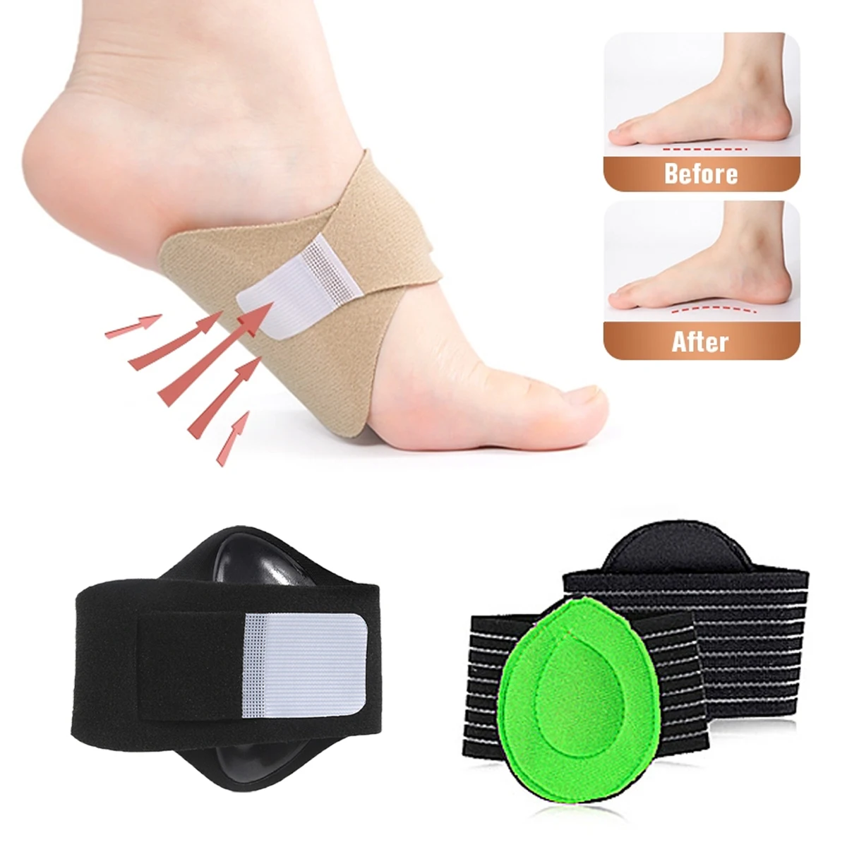 men's and women's arch support sports insoles for flat feet to support the ball of the foot and relieve pressure.