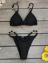 New Bead Micro Bikini Women Swimsuits Sexy Low Waist Biquini Lady Slipt Swimwear Holiday Bathing Suit Female Outfits Clothes