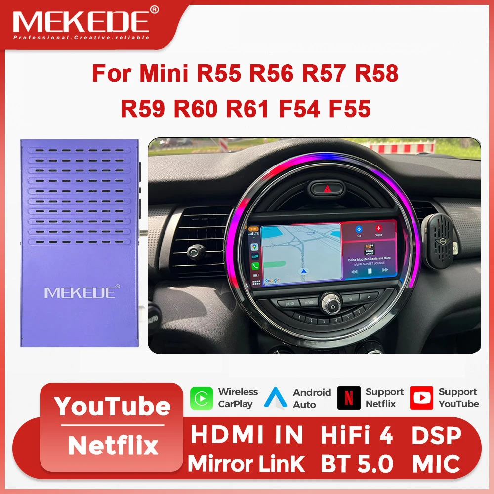 MEKEDE Kabelloses CarPlay Android Auto Modul für Mini R55 R56 R57 R58 R59 R60 R61 F54 F55 Clubman Countryman Hardtop John Cooper F56 F57 CIC NBT System mit Mirror Link AirPlay Car Play