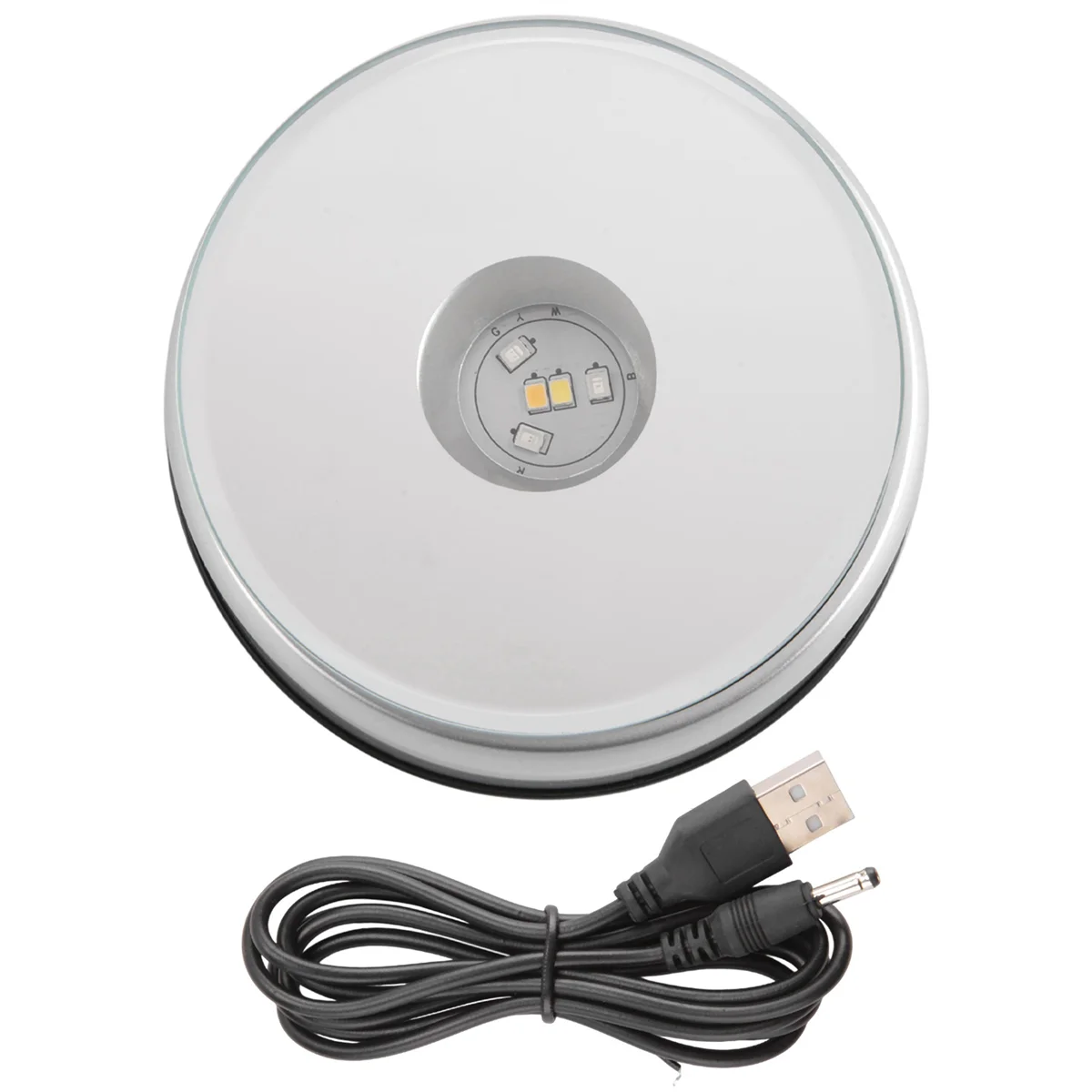 ABZV-Display Turntable Base for Crystals Glass Art,LED Colored Rotating Crystal Display Base Stand with USB Cable