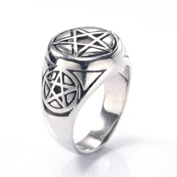 New Pentagram Stainless Steel Ring for Women Five-pointed Star Finger Ring Vintage Amulet Jewelry