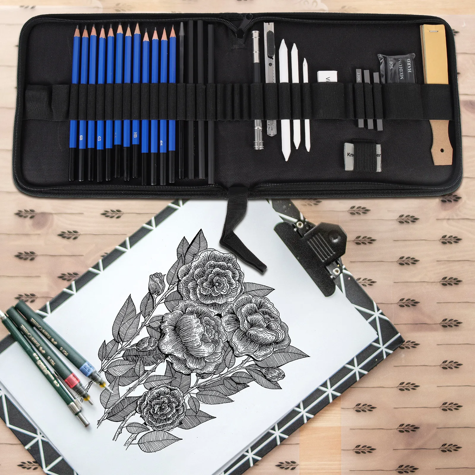 1Set Professional Sketching Pencil Set Art Supplies Drawing For Art Student Kit Complete Pencils Students Classroom