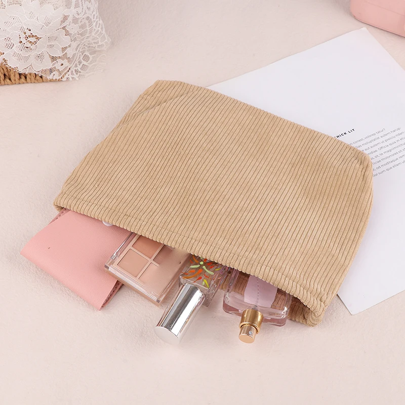 1pc Corduroy Reizen Cosmetische Tas Draagbare Make-up Opbergtas Portemonnees Vrouwen Grote Capaciteit Rits Make Up Organizer Opslag Clutch