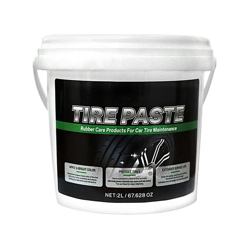 2L Tire Care Wax with Tire Wax Special Sponge Polish Brightener Protecting Maintenance Refurbishing High Gloss Tire Shine Wax