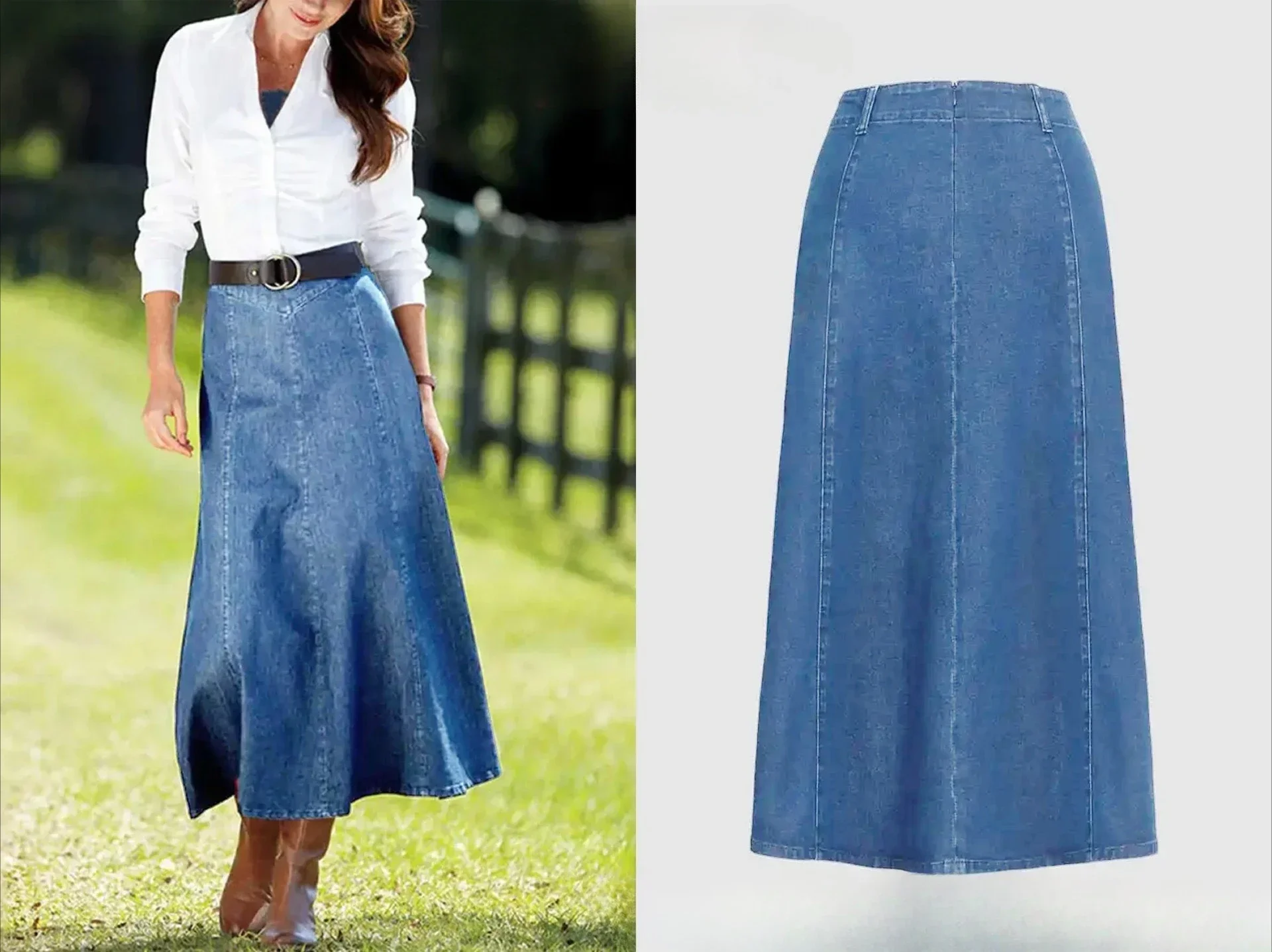 Jeansröcke für Damen, Vintage-Grundlagen, langer Rock, Stretch, gewaschen, Distressed-Reißverschluss, weiblich, 2025, Frühling, Sommer, Streetwear, A-Linie