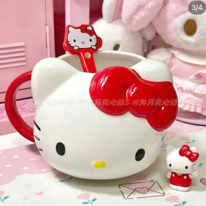 

Kawaii Sanrio анимация Hello Kitty милый мультфильм Ins стиль девочка сердце керамическая кружка Милая бант молочная чашка милая девушка поставки