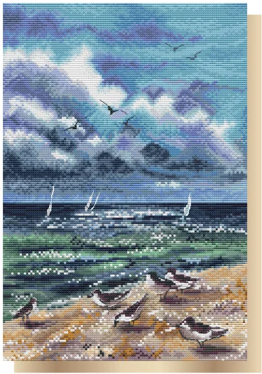 Cross stitch Kit 14CT Canvas Cross Stitch Embroidery Set Craft -20 Seagulls by the Sea 31-41 Cross Stitch Set