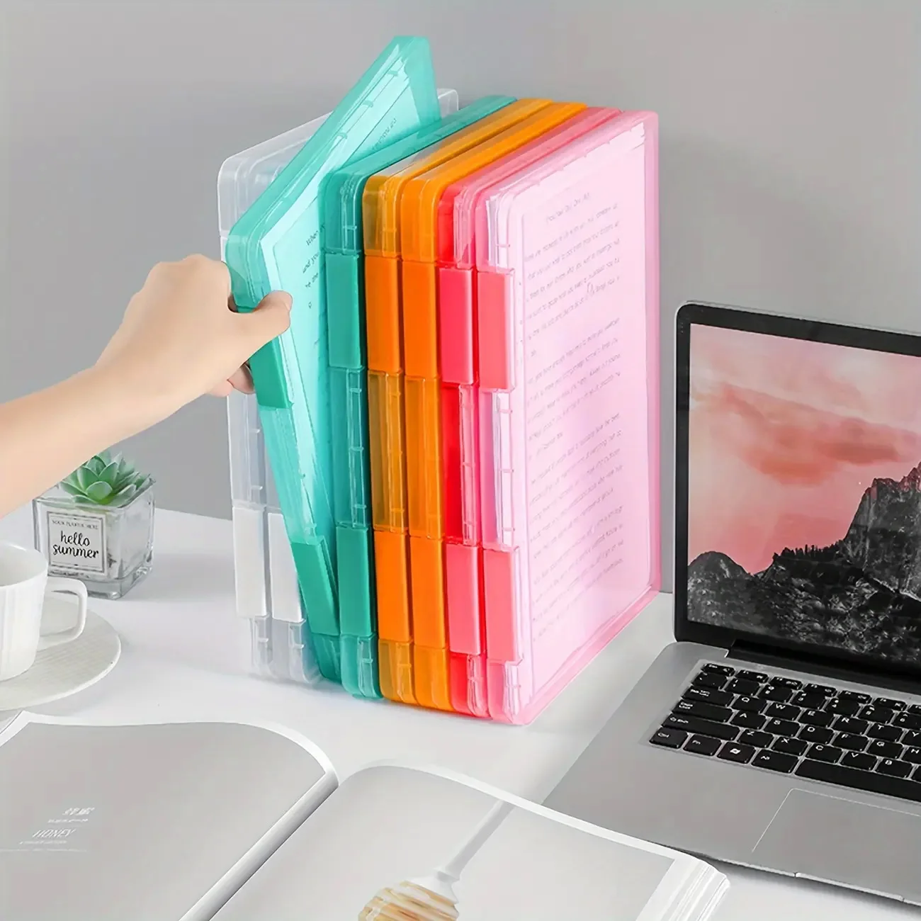1 PC Multi-Layer แบบพกพาแฟ้มกล่องแบบพกพาแฟ้มกล่อง,A4 พลาสติก PP แฟ้มกล่อง,กันน้ําสัญญากล่องเก็บ