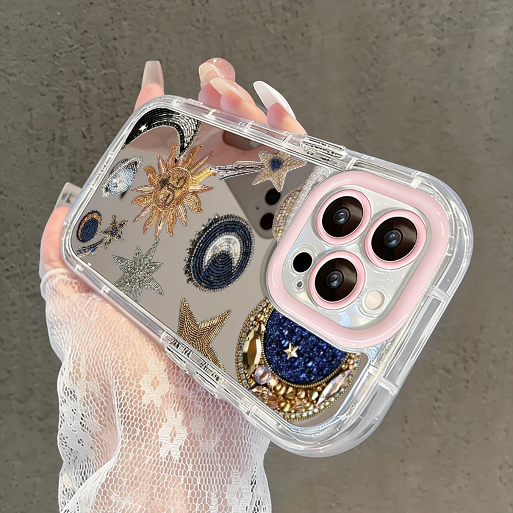 Stilvolle Handyhülle mit Blitzsymbol, Luftkissen und Spiegel für iPhone 16 15 14 13 Pro Max 17 12 11 Pro XR XS MAX 7 8 Plus INS Cover – Detail 5