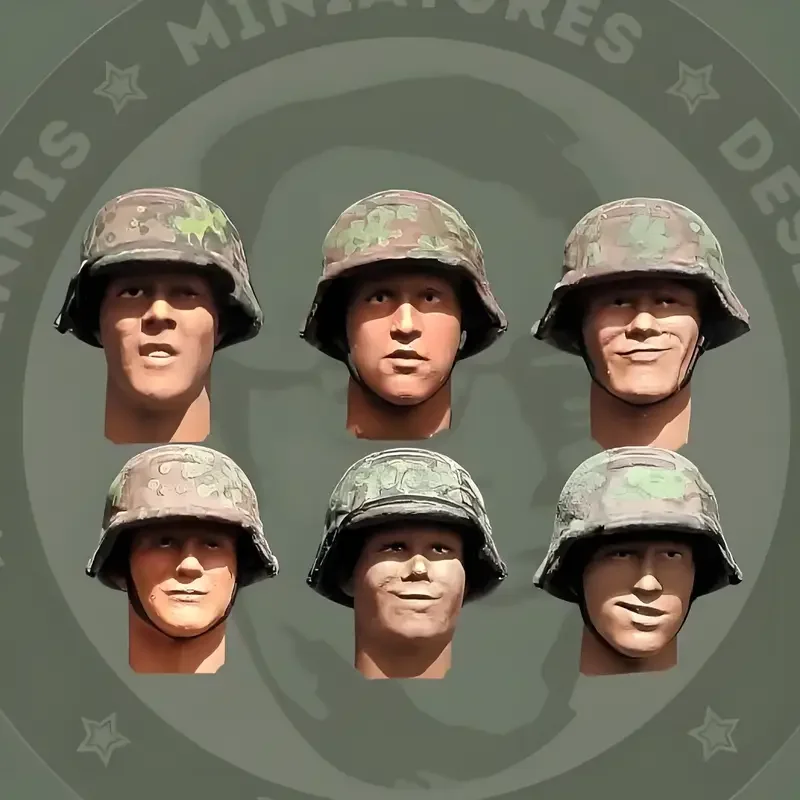 1/35 WWII Head Accessory Resin Figures (Set of 6), Military Theme, Unassembled and Unpainted