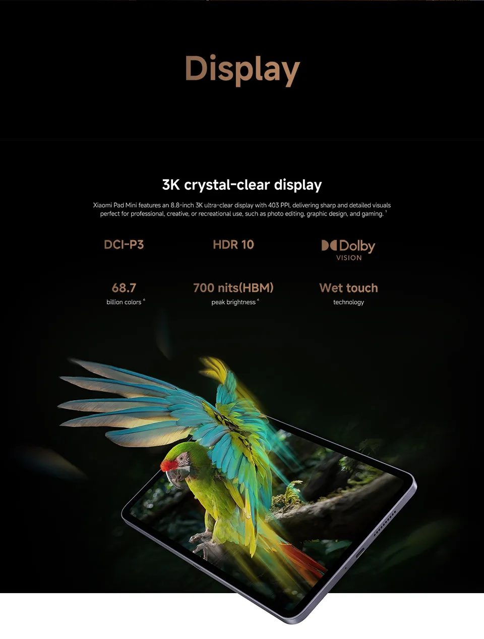 Global Version Xiaomi Pad Mini 8.8' 3K Ultra-clear Display 8GB/12GB RAM 7500mAh Battery 67W HyperCharge MediaTek Dimensity 9400+