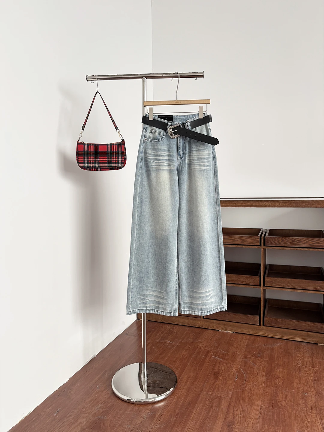 

Retro High Waist Wide Leg Jeans Women Summer Slim Straight Floor Length Pants Draping Washed Light Blue Wide Leg Trousers