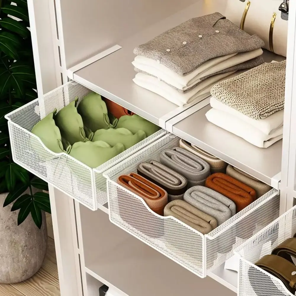 Pull-out Partition Cabinet Mesh Drawer Divided Breathable Underwear Storage Rack Smooth Slide Easy Install