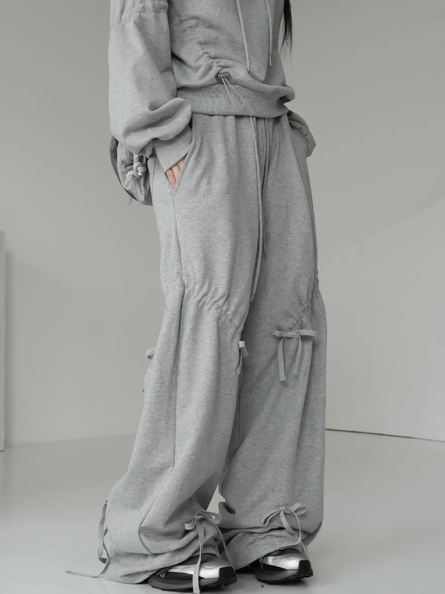 Street Sle – pantalon ample à jambes droites pour femmes, décontracté, taille élastique, Design Dstring, taille haute, Long