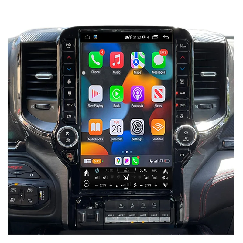 

Android Auto Wireless Carplay для Dodge Ram 1500 2500 3500 Автозапчасти Радио Tesla Style Сенсорный экран Навигация 2019-2023