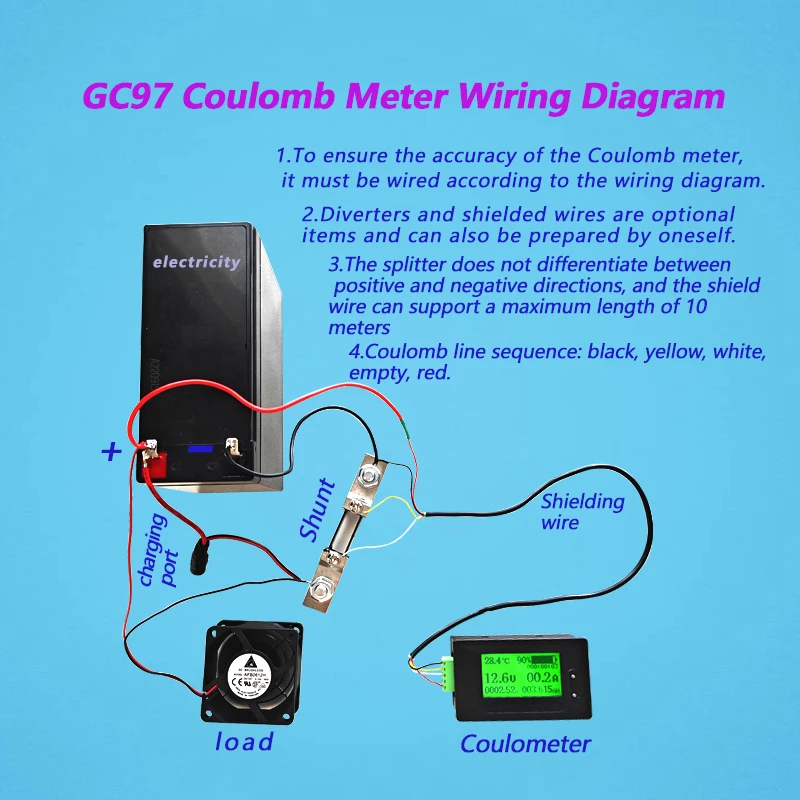 GWUNW GC97 200V Coulomb Meter Battery Capacity Indicator Coulometer Power Level Display Professional Lithium Battery Tester