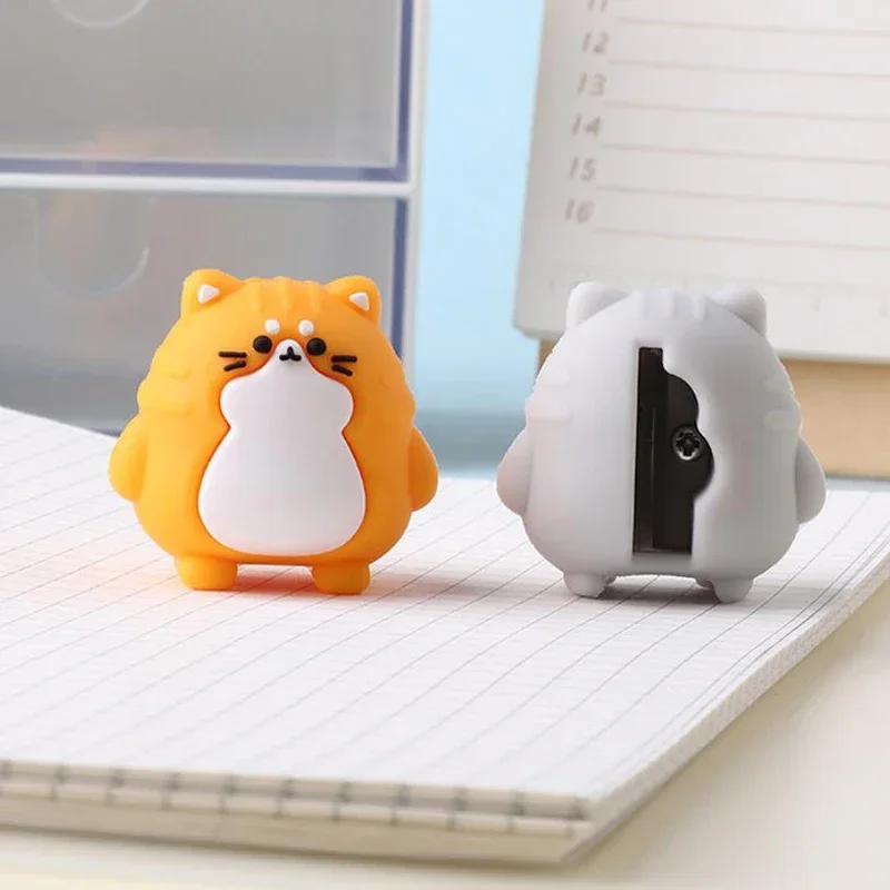 Kawaii Cartoon Cat Pencil Sharpener Silicone Manual Pencil Cutter for School Kids Gift Toys Korean Stationery Office Supplies