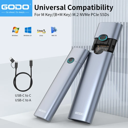 GODO M2 SSD Case M.2 NVMe SSD Adaptador de carcasa 10Gbps USB 3.2 Gen2 USB C Caja externa M.2 NVME