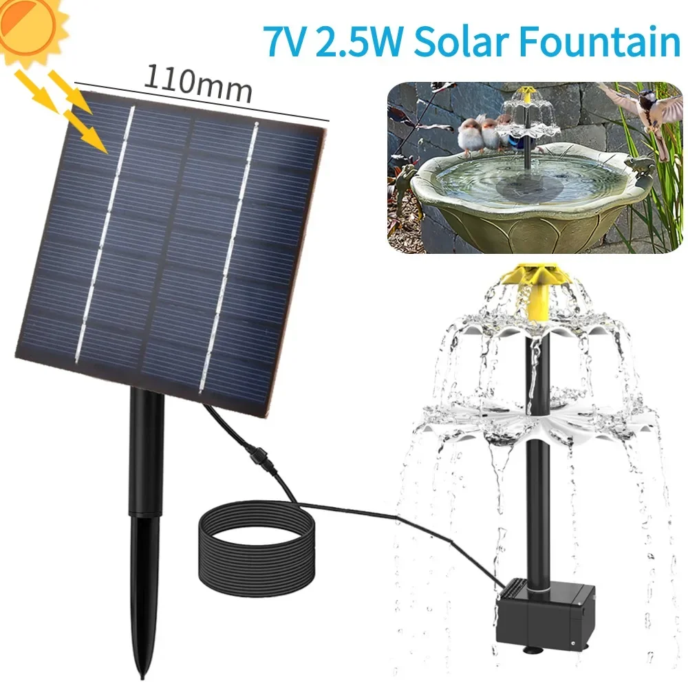 Mini Solar Fountain Pump Kit with Solar Panels for Courtyard Bird Bath Pump Outdoor Pond Garden Fish Tank Decorative Fountain