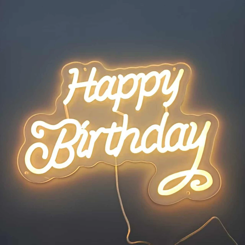 LED Neon Signs, Happy Birthday, Scene Decoration Props, Illuminated Letters