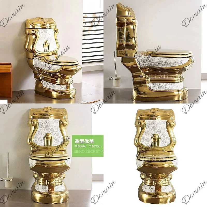 European Palace Gold Toilet Vintage Hotel Colored Toilet Relief Split Toilet Creative Gold