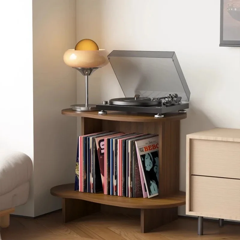 Industrial Corner Media Tower Space-Saving Vinyl Record Display Stand Storage CD Rack Floor Cabinet for Living Room Decor