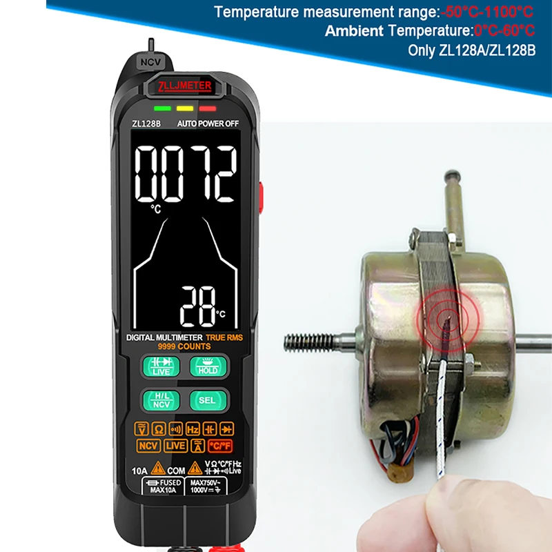 Multimetro intelligente digitale professionale 9999 conteggi T-RMS AC DC rilevatore di tensione di corrente capacità Temp Auto Range multimetro