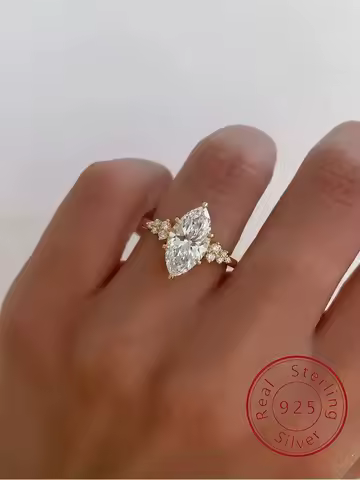 925 Sterling Silver Classic Elegant Lace Marquise Zircon Ring For Women Engagement Wedding Luxury High Quality Fine Jewelry