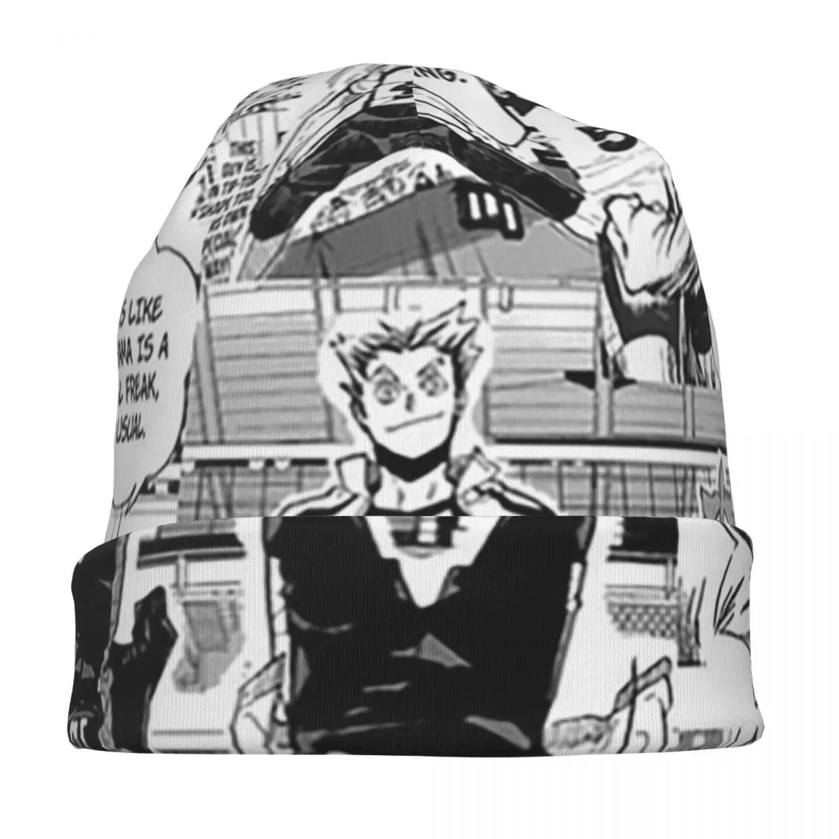 Бокото Манга Коллаж Теплая вязаная шапка Модная шапка-капот Осень-зима Уличные шапки Шапки для взрослых унисекс