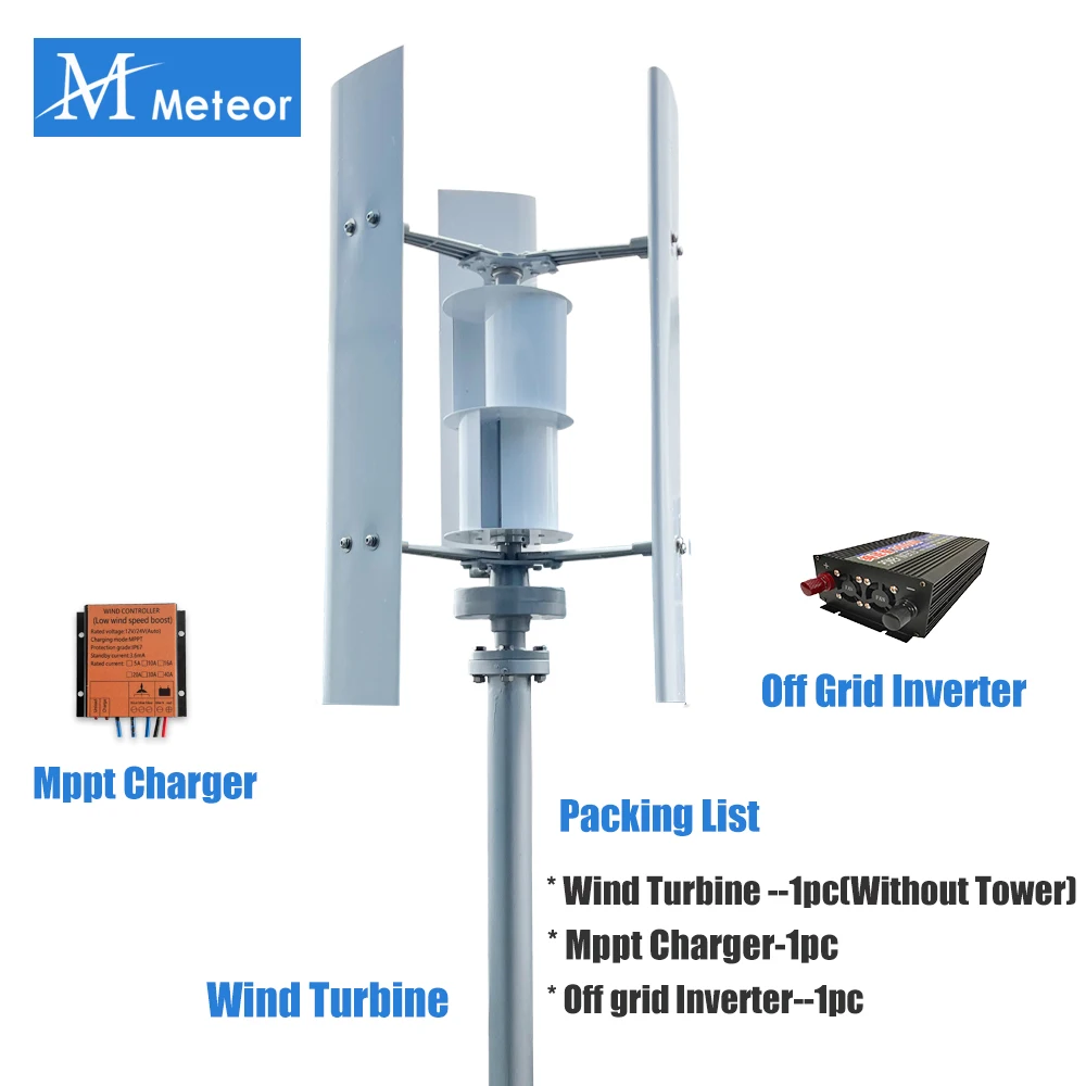 Meteor 3000W 5000W 12V 24V 48V Verticale as Magnetische generator Windturbine Gratis energie Lage snelheid Laag geluidsniveau Huishoudelijke boerderij 220V