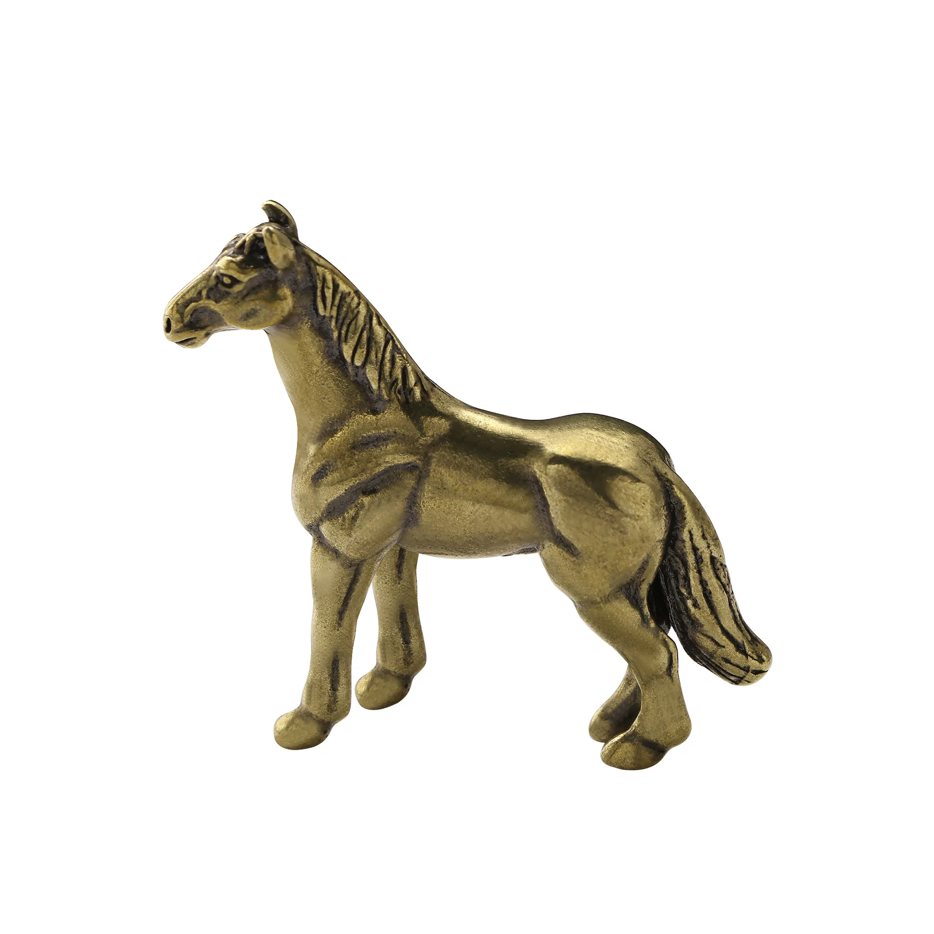 Tea Pet Ornament Collection Traditional Brass Artwork Decorative Horse Statue for Living Room Tea