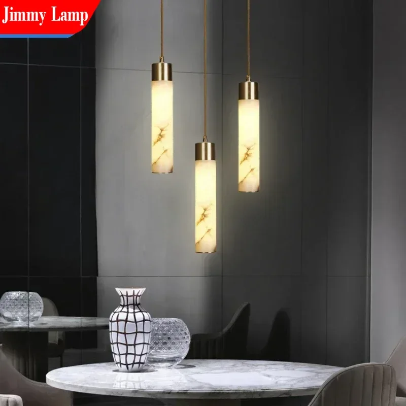 الاسكندنافية الحديثة الثريا الحجر الطبيعي قلادة ضوء الفني الخطي LED المطبخ غرفة المعيشة ديكور الإضاءة #3