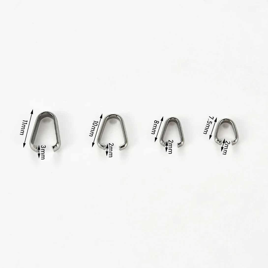 100Pcs Stainless Steel U Shaped Square Pendant Bail Clasps Hypoallergenic Connectors For DIY Charms Necklace Jewelry Findings