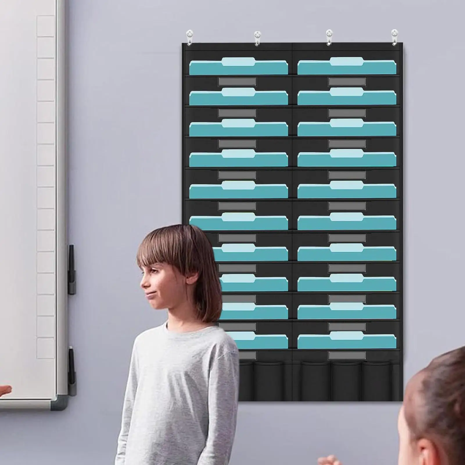 منظم ورق الحائط مخطط أكسفورد مع 20 جيوب منظم الملفات جيوب تثبيت على الحائط لباب الفصول الدراسية المدرسية ومدخل المسكن