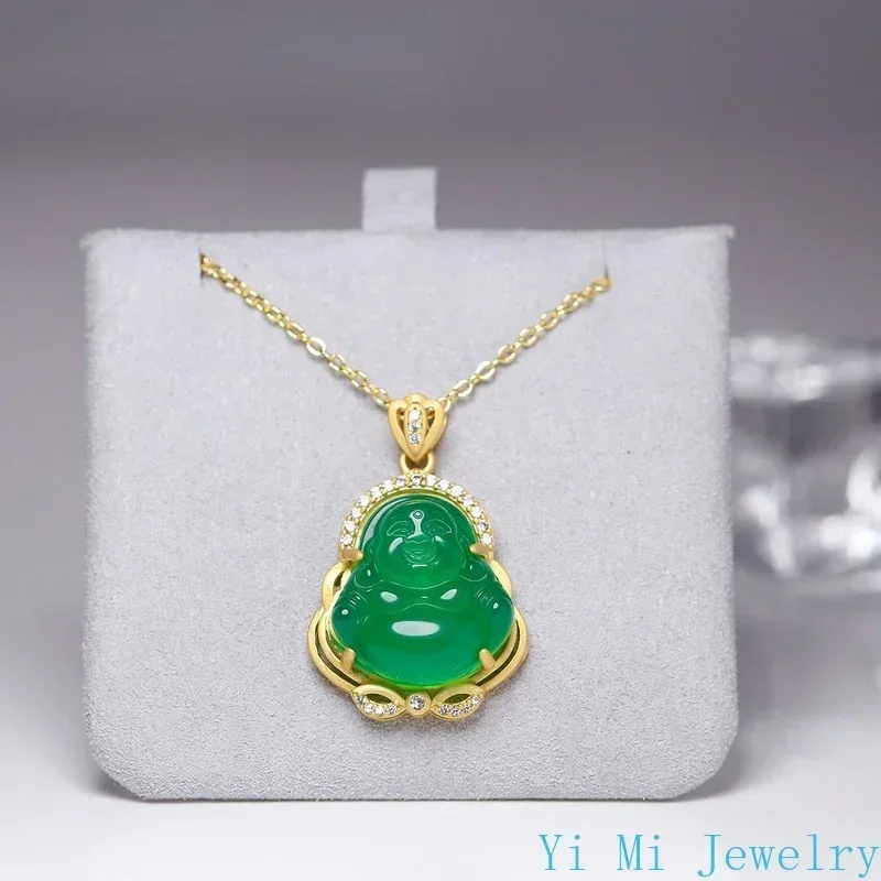 Natural Buddha Pendant Necklace for Women Jewelry Zircon Crystal Buddha Necklaces Punk Couple Pendants Jewelry Jade Necklace