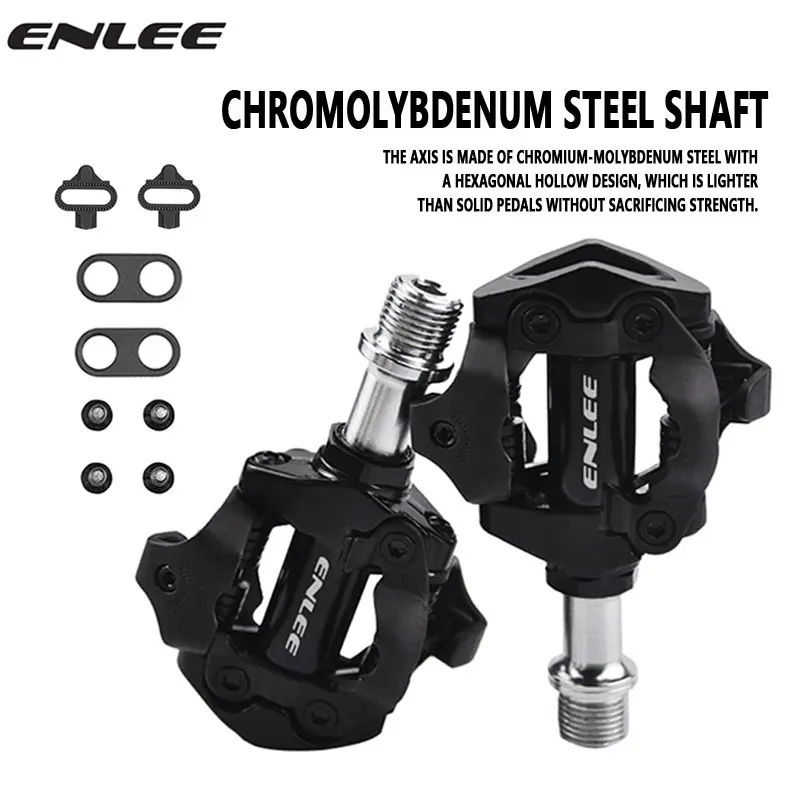 ENLEE Bicycle Lock Pedal 1 With Free Cleat For SPD System MTB Road Aluminum Anti-slip Sealed Bearing Lock Accessories