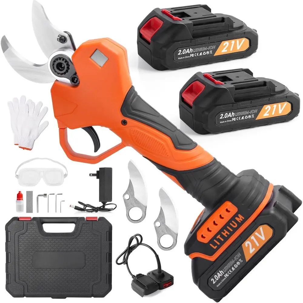 

Electric Pruning Shears Cordless Pruner Shears Brushless 35mm Cutting Diameter with 2000mAh*2 Rechargeable Batteries for Garden