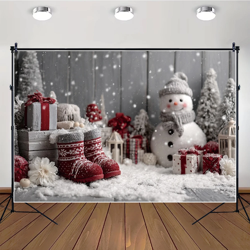 

MOON.QG Background Wooden Board Sifts Snowmen Shows Christmas Backdrops For Photography Photo Studio Portrait Poster Accessories