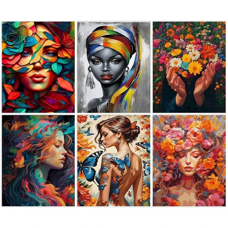 quebra-cabeca-diy-colorido-de-mulheres-com-motivos-florais-e-culturais-rosto-abstrato-de-flor-e-arte-africana-para-decoracao-de-parede-da-sala-de-estar