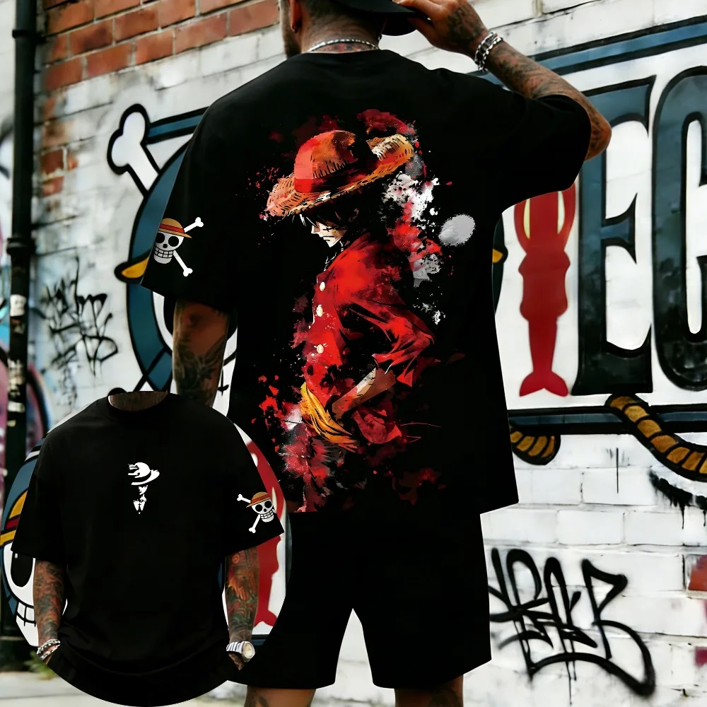 Übergroße Cosplay-Kostüme One Piece Luffy 2026 Sommer Neues Produkt Harajuku Anime Bedrucktes Y2K Hip Hop Casual Unisex T-Shirt