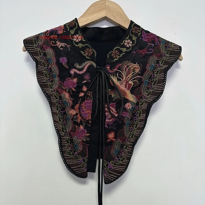 

2024 chinese vintage shawl cloak cape national flower embroidery cape traditional hanfu accessories folk vest sleeveless jacket