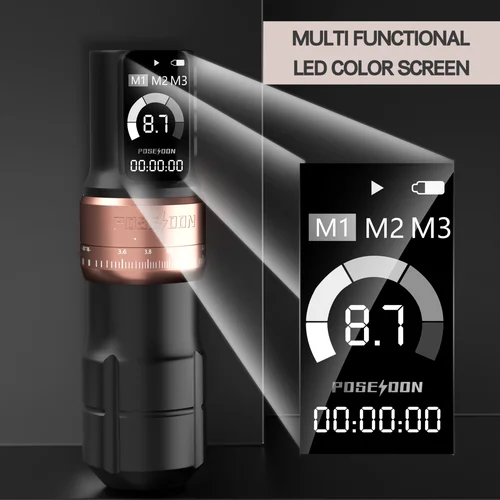 Imagen 2 del producto POSEIDON-máquina de tatuaje 2, fuente de alimentación para tatuaje, pluma para tatuaje, pistola de tatuaje inalámbrica con potente Motor personalizado para tatuador