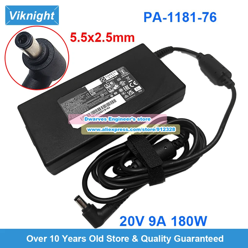 Genuine PA-1181-76 AC Adapter 20V 9A LITEON for System76 Gazelle 17 Clevo NP70PNP Gigabyte G6X 9KG ERAZER DEFENDER 17 5.5*2.5mm