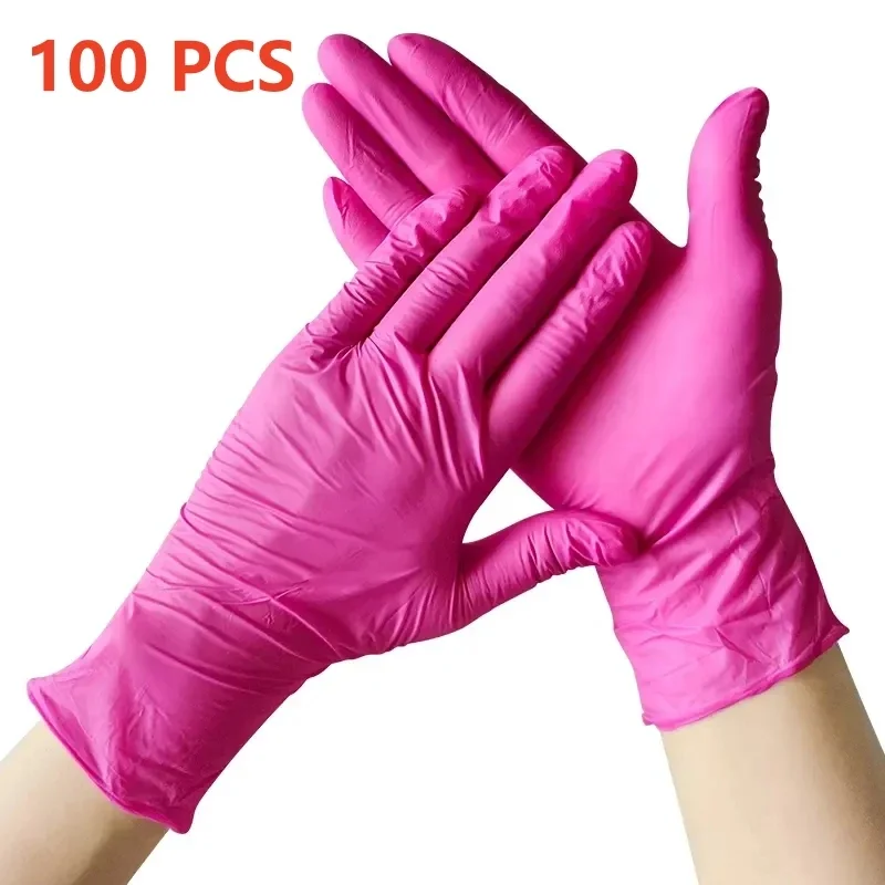 

Fuchsia Nitrile Disposable Gloves 100PCS Powder Latex Free Household Cleaning Gloves For Cooking Kitchen Esthetician