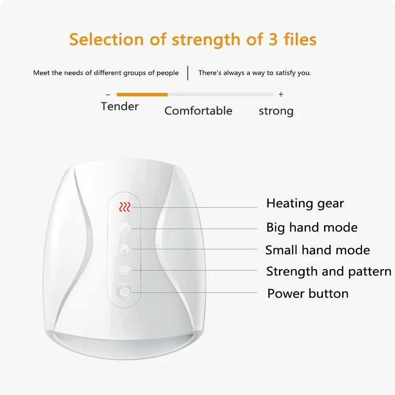 Electric Hand Massager Device Palm Finger Acupoint Wireless Massage with Air Pressure and Heat Compression for Women Beauty